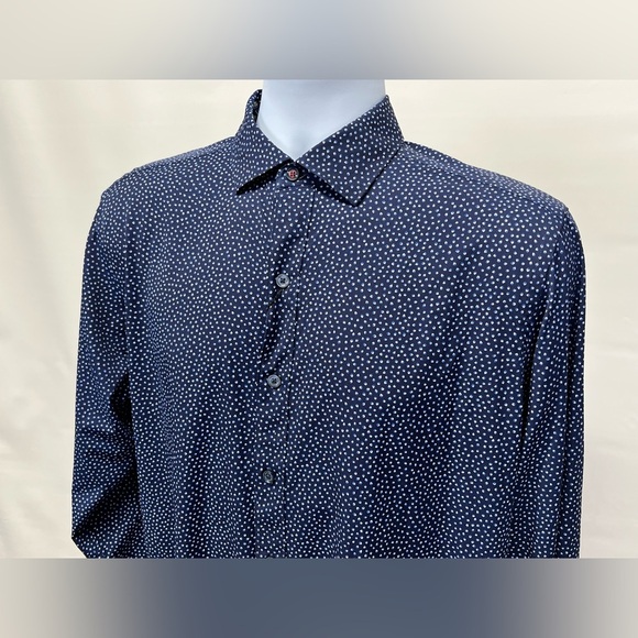 BUGATCHI Men’s Navy blue dot pattern contrast collar button down shirt size S. - Picture 2 of 14